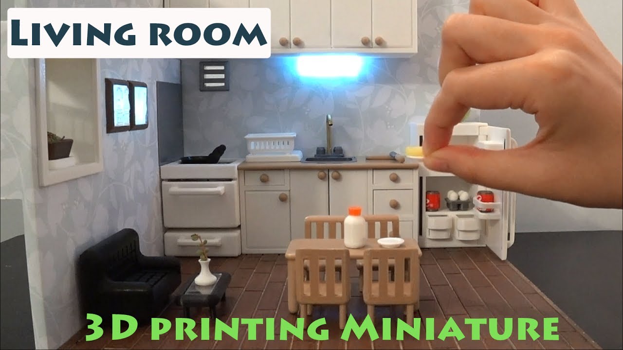 Miniature Living room 3D Printing. | Real Working Oven & Sink !!