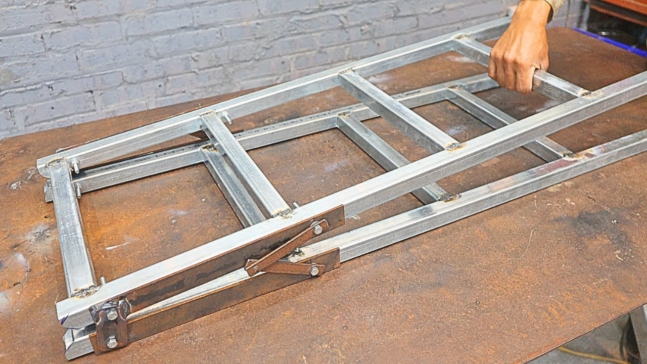 Great idea for a compact folding ladder/ Metal processing tips for smart folding ladder