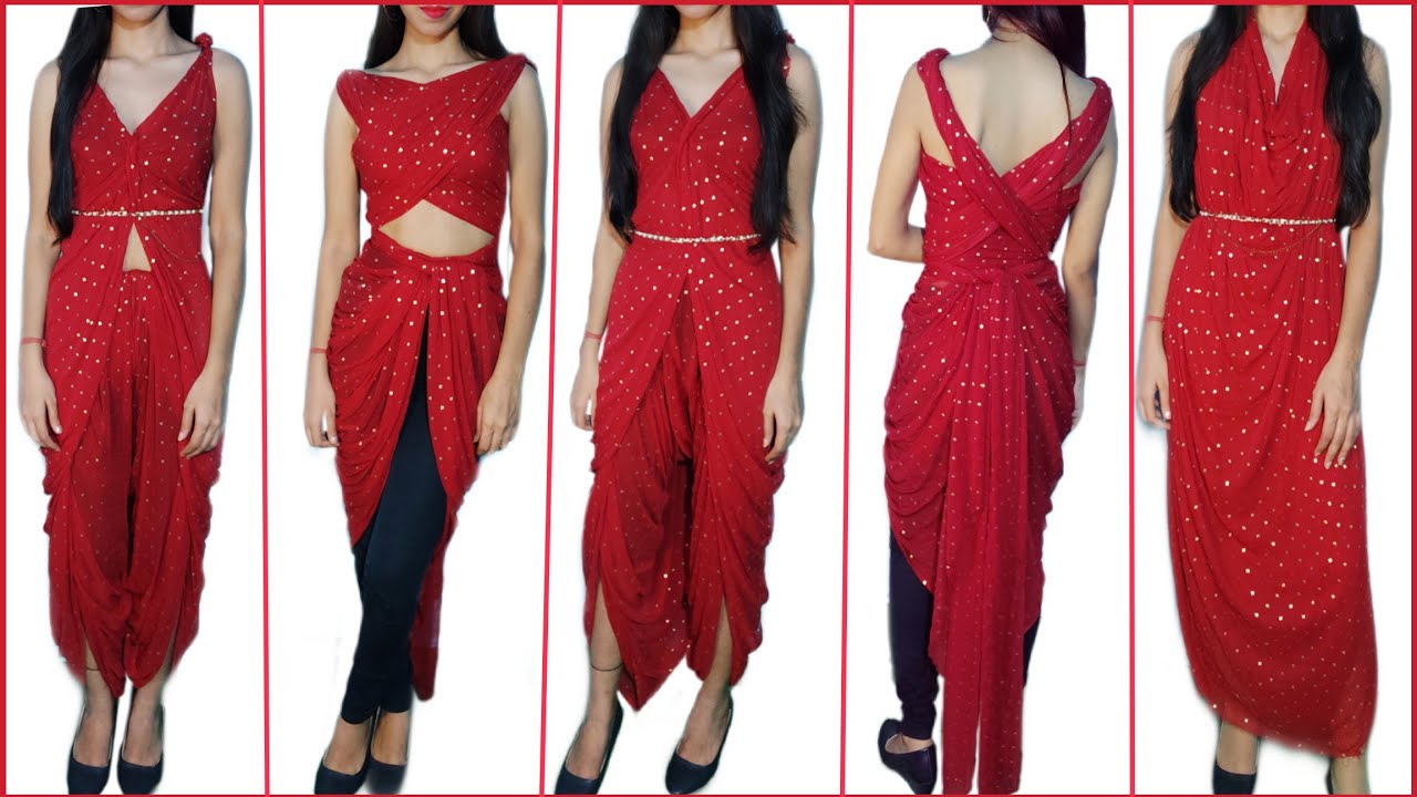 DRAPE YOUR SAREE  IN WESTERN DRESS STYLE| SAREE DRAPING WITH JEANS|INDO-WESTERN STYLE SAREE DRAPING