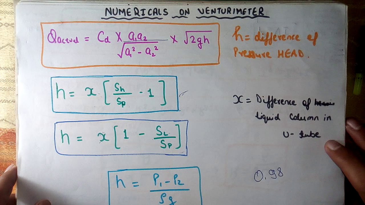24) Numericals on Venturimeter - Solved || FlUID MECHANICS Lecture ~ Hindi