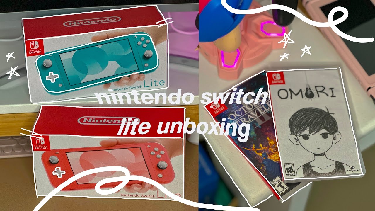 Nintendo switch lite unboxing 2023 | Blue and pink🐬🌸 | Omori intro + giveaway!