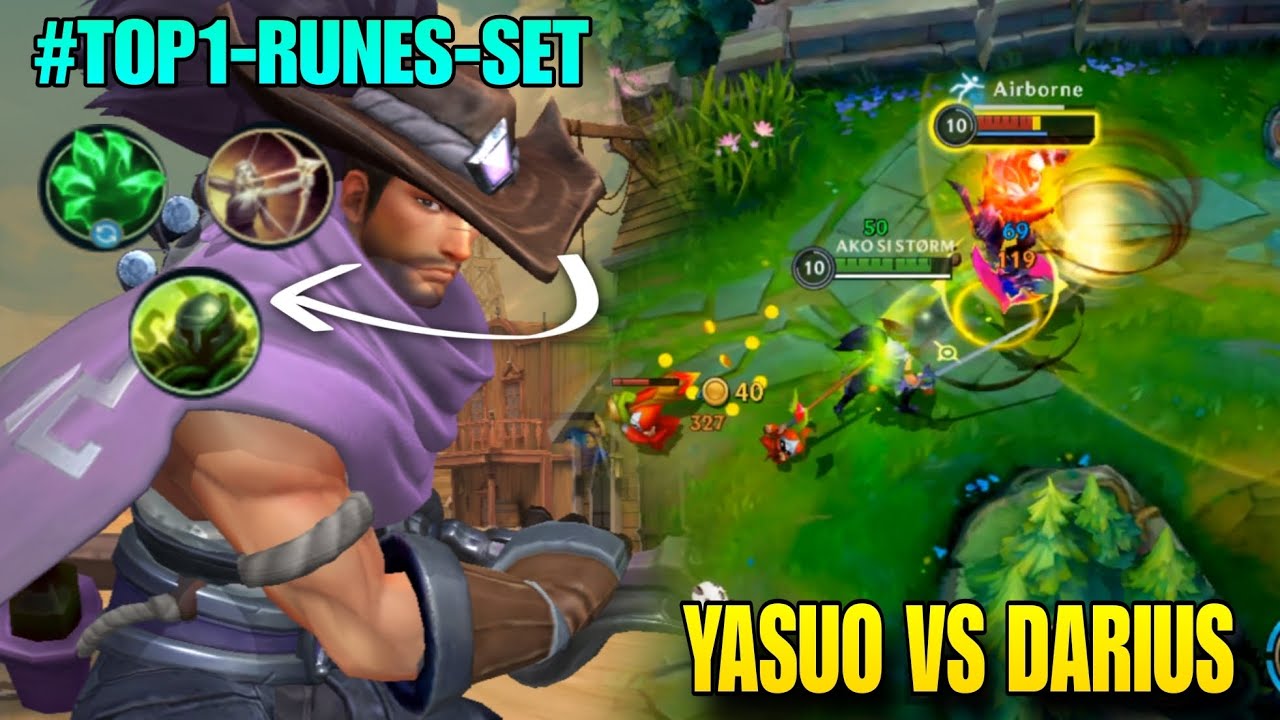 200IQ YASUO #TOP1-RUNES-SET | YASUO VS DARIUS BARON LANE WILD RIFT