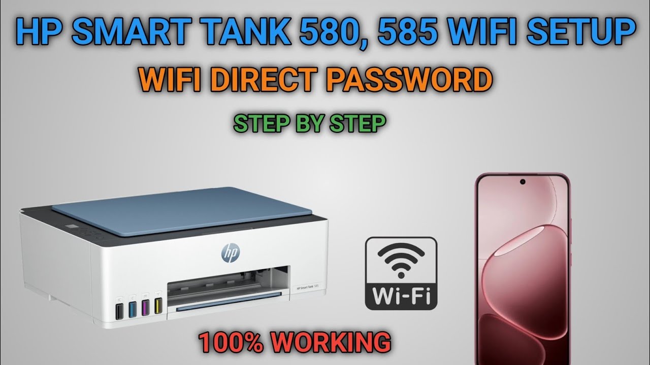 HP Smart Tank 585, 580 WiFi Setup | How to find WiFi direct Password & Print in HP Smart Tank 585