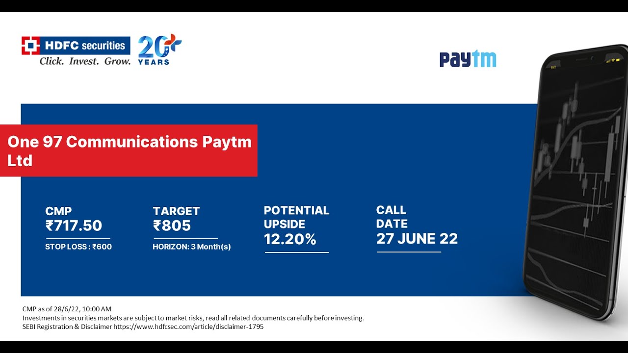 Stock Recommendation &ndash; One 97 Communications Paytm Ltd