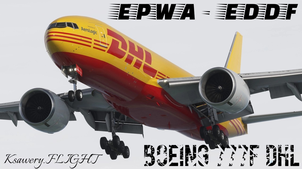 FSRealistic + EPWA Warsaw Chopin - EDDF Frankfurt Boeing 777f PMDG TAKEOFF and CLIMB 1/2