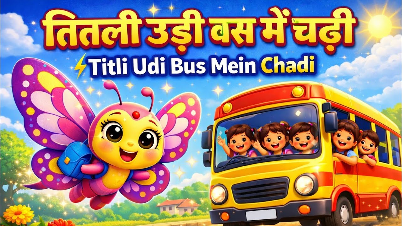 Titli Udi Bus Mein Chadi | Hindi Kids Song  Butterfly Rhyme | Nursery Rhymes for Children