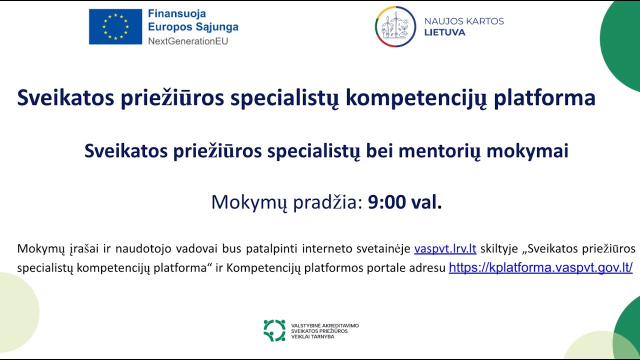 Sveikatos priežiūros specialistų bei mentorių mokymai