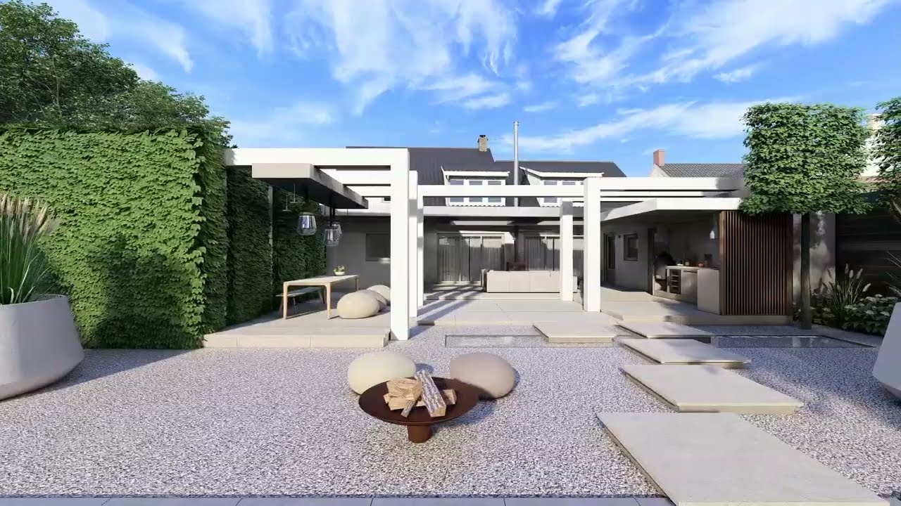 3D tuinontwerp moderne tuin Beugen