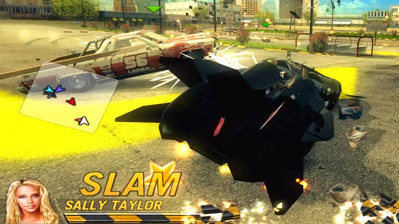 FlatOut 2 - Gameplay | Single Derby, Parking Lot Derby | car: Flatmobile