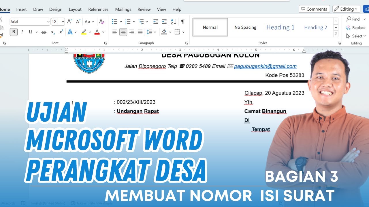 MEMBUAT NOMOR & TANGGAL SURAT | UJIAN MICROSOFT WORD PERANGKAT DESA