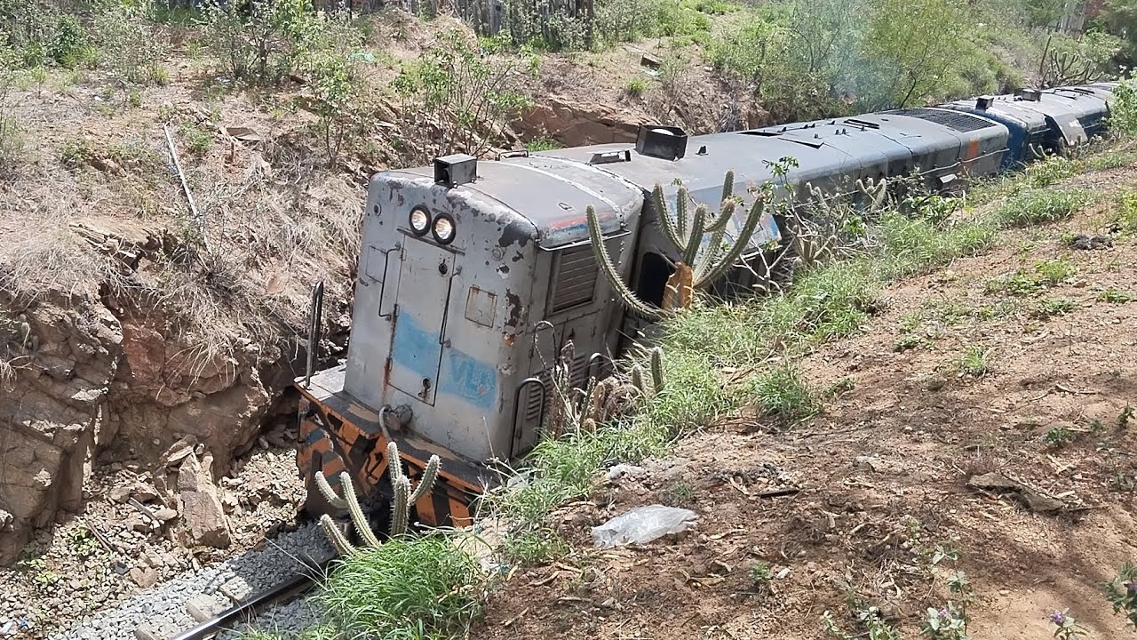 TREM CARGUEIRO PUXANDO VAGÕES DE CROMO VAZIOS E LOCOMOTIVAS REBOCADAS