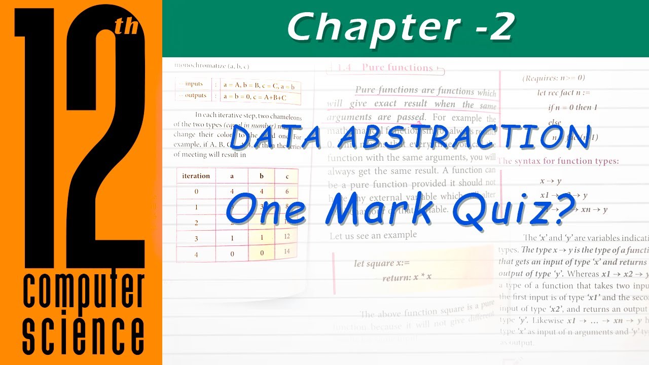 lesson-2|Data Abstraction|one Mark Quiz|12thcomputer science state board