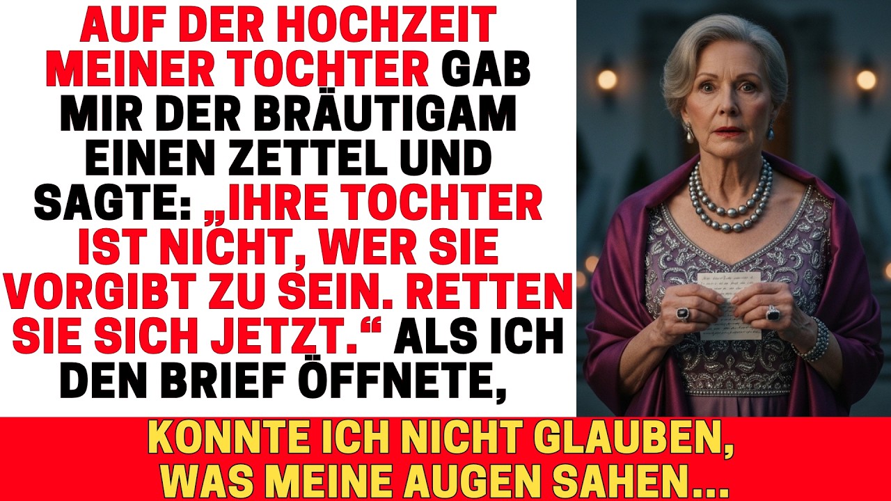 AUF DER HOCHZEIT MEINER TOCHTER GAB DER BRÄUTIGAM MIR EINEN ZETTEL: SIE IST NICHT, WER SIE VORGIBT