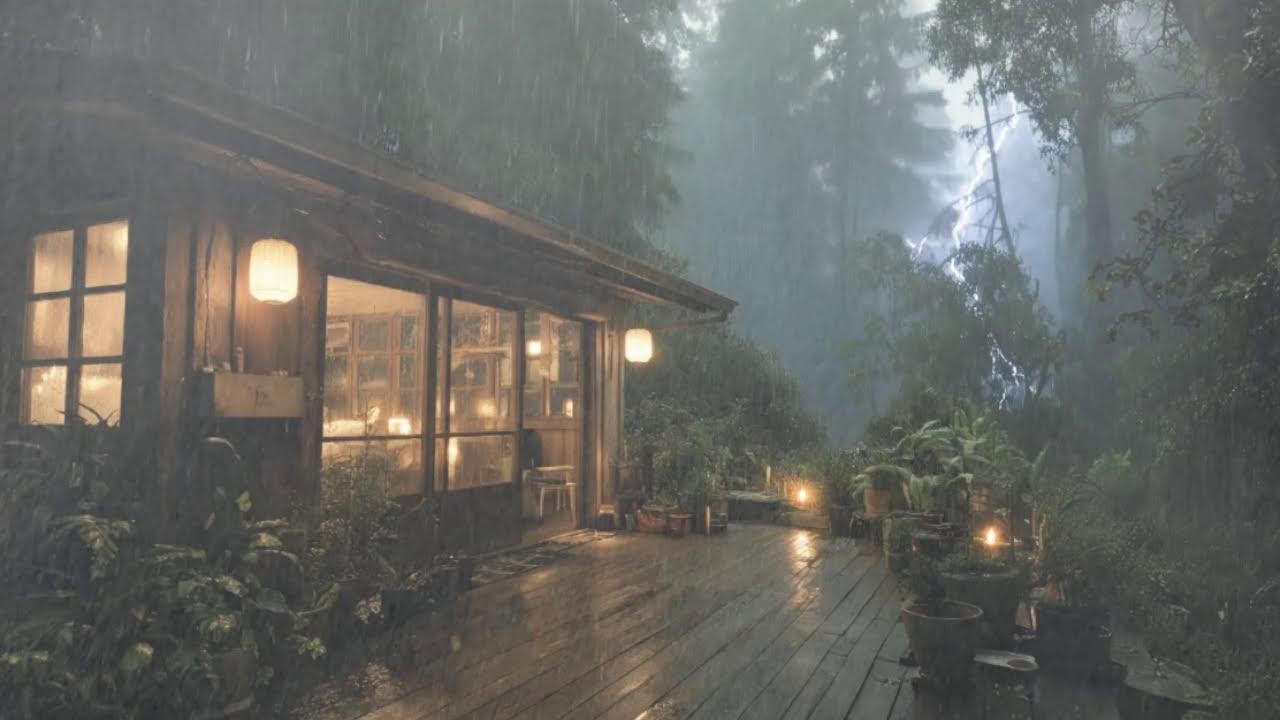 Relaxing Rainstorm Ambience for Sleep & Study - Deep REM Sleep Naturally