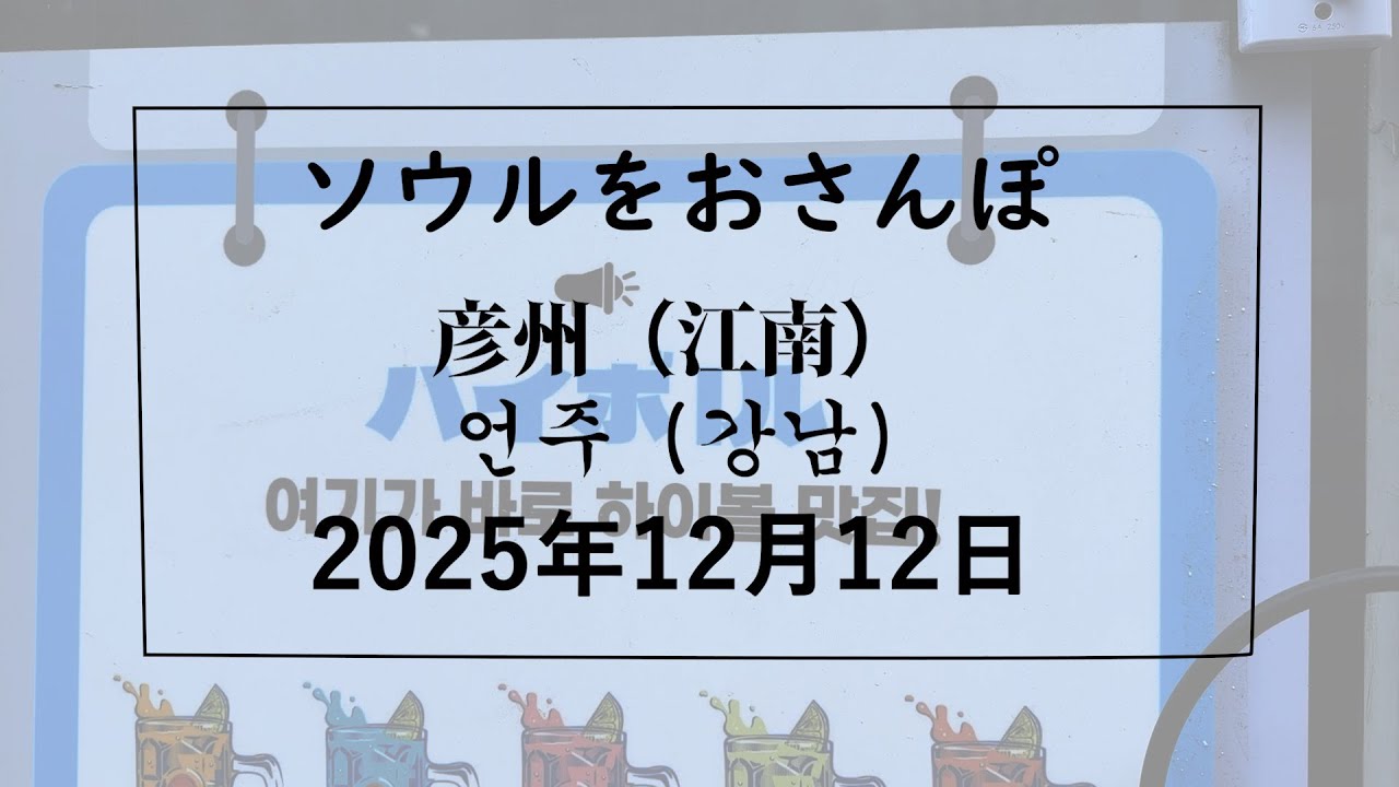 【韓国】ソウルをおさんぽ vol337　　2025.12.12　彦州（江南）編