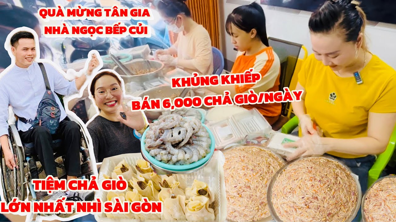 Mừng tân gia nhà a Ngọc Bếp Củi, Trang LTP tới tiệm chả giò lớn nhất nhì Sài Gòn mua làm quà