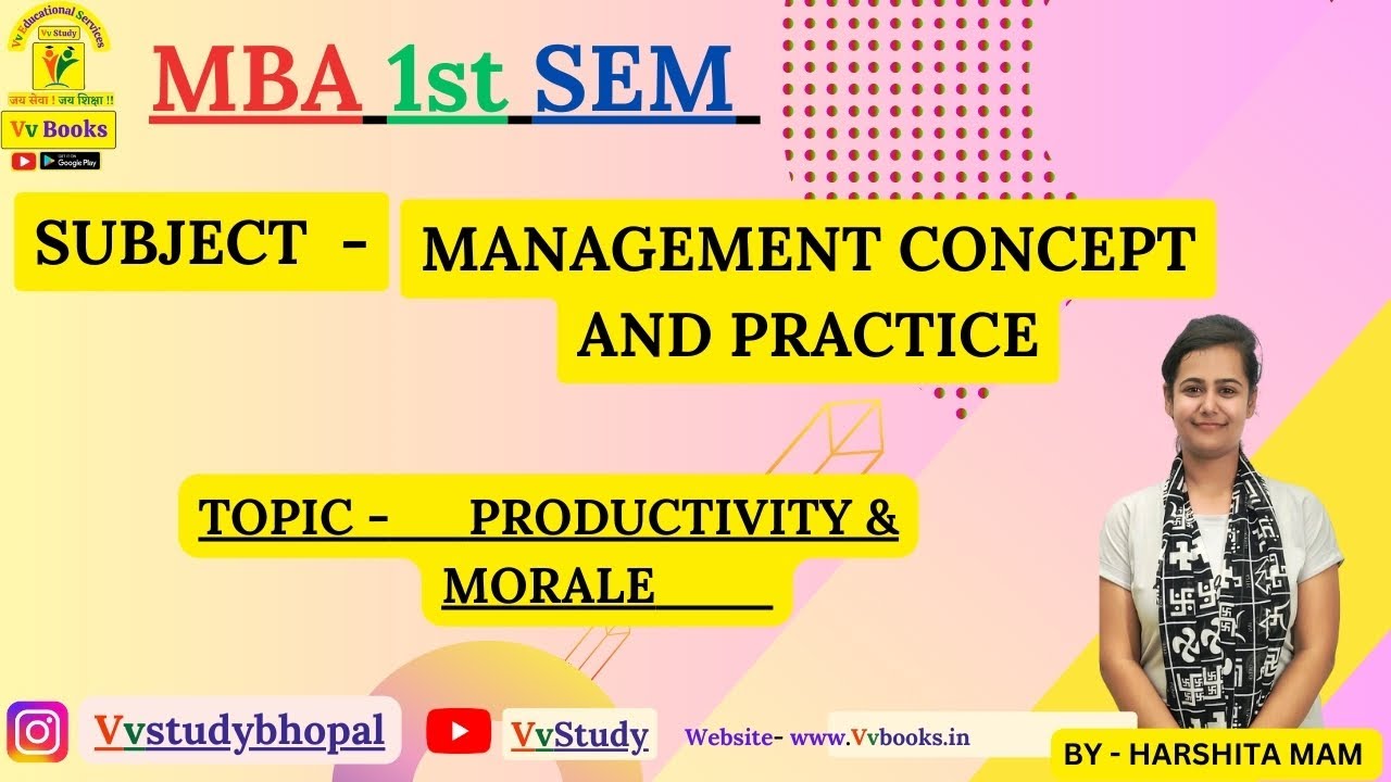 MBA 1st SEM SUBJECT NAME- MANAGEMENT CONCEPTS & PRACTICE TOPIC - PRODUCTIVITY & MORALE