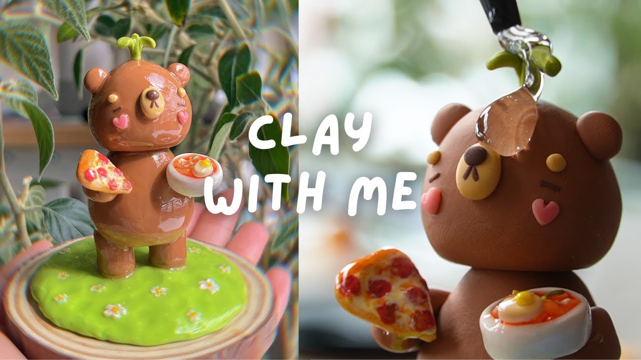 Relax & Clay with Me! ✿ Making a Bear Figurine from Start to Finish (clay process, supplies, ect.)