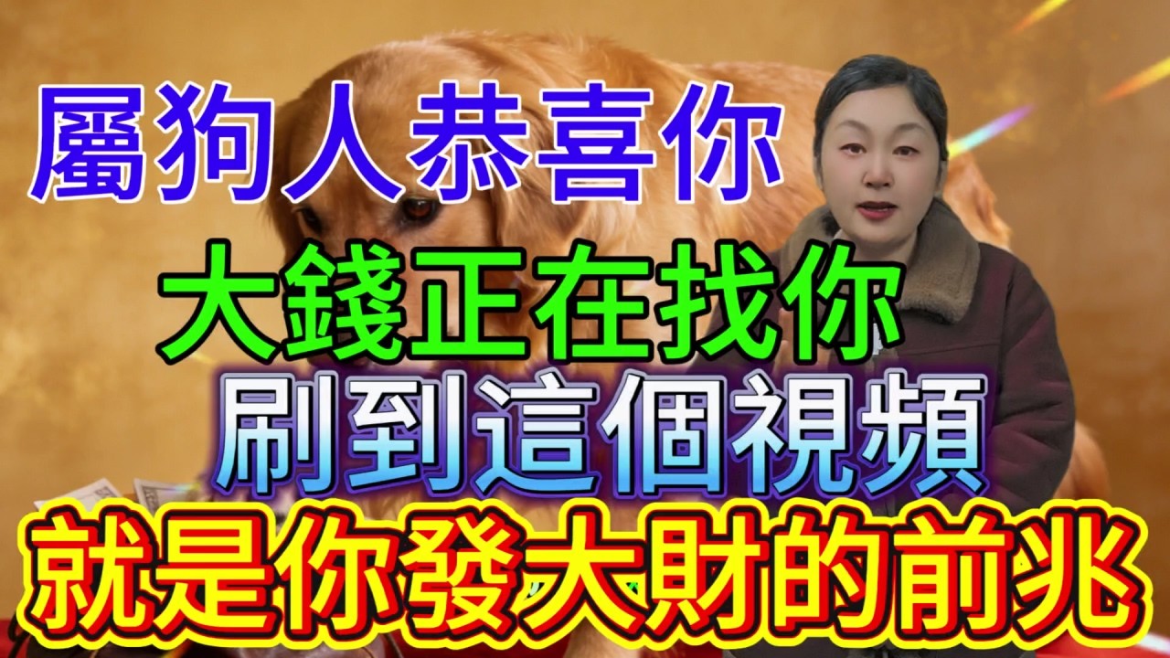 屬狗人恭喜你！大錢正在找你，刷到這個視頻，就是你發大財的前兆 是你富貴一生的開始！#運勢 #補財庫旺財氣 #財富 #命理