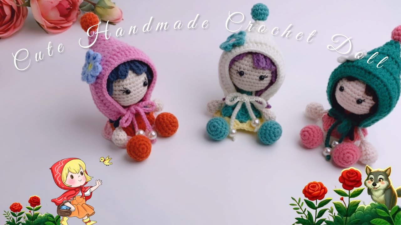 💕An Easy Way to Crochet Cute Dolls and Bag Charms: Video Tutorial for Beginners.