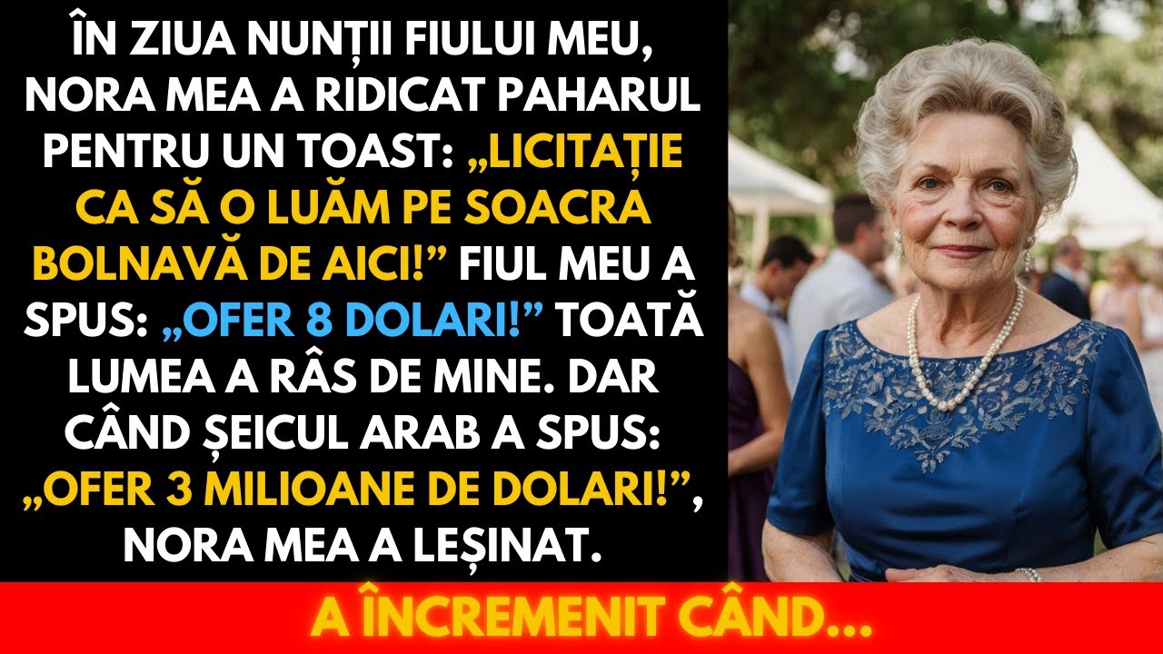 În ziua nunții fiului meu, nora mea a ridicat paharul și a spus: 