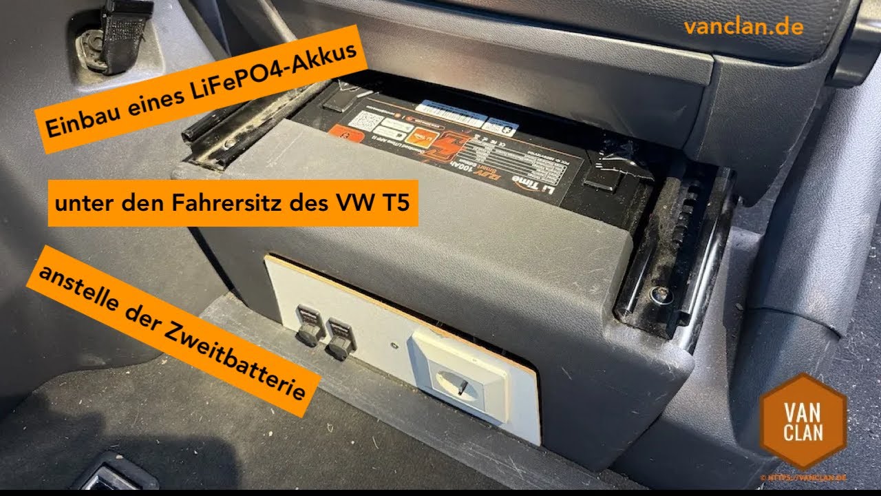 Tausch der zweiten Batterie unter dem Fahrersitz des VW T5 Multivan durch einen LiTime LiFePO4 Akku