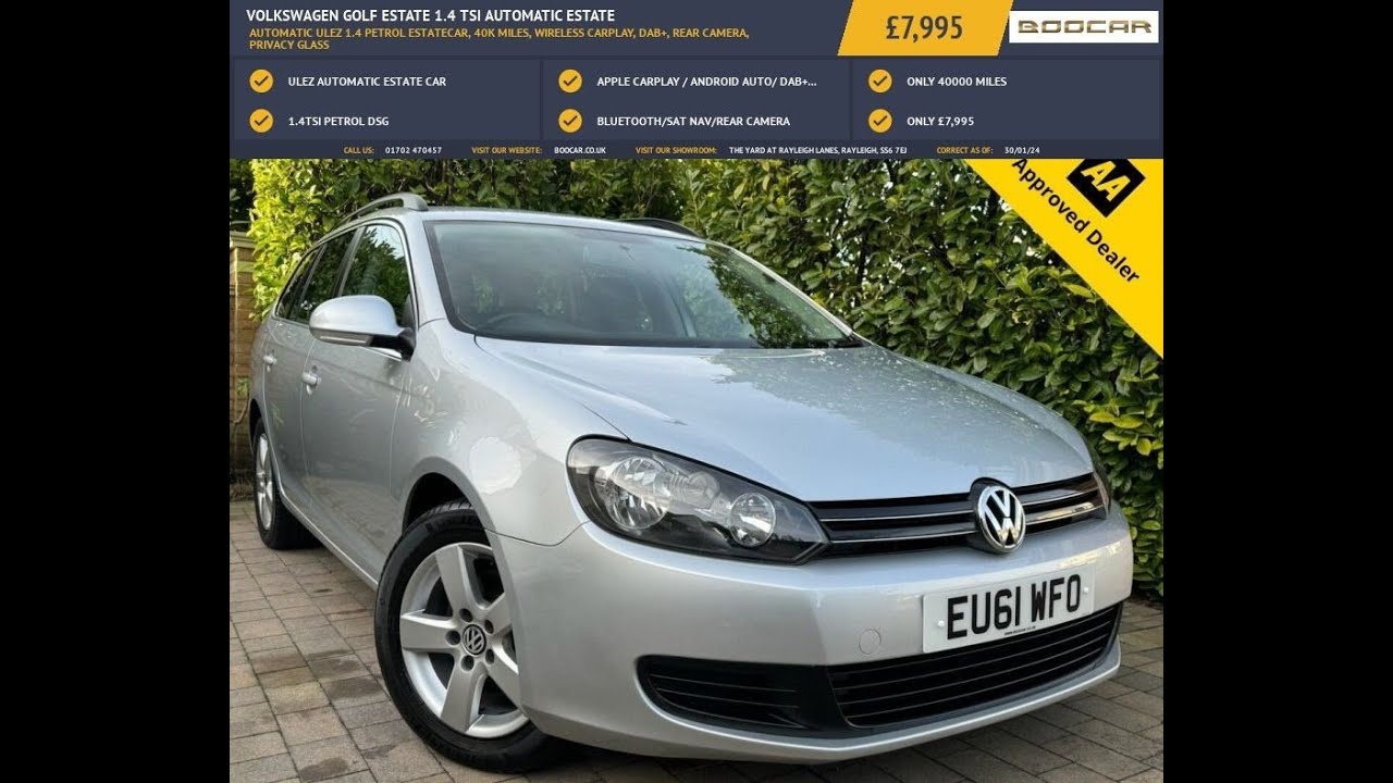 VOLKSWAGEN GOLF ESTATE CAR AUTOMATIC 61 Plate 40000 miles 1.4 TSI DSG for sale on WWW.BOOCAR.CO.UK
