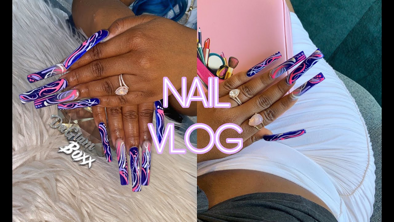 NAIL VLOG | EXTRA Long Nails! 90's Design Edition | Watch Me Get Them Longer!!