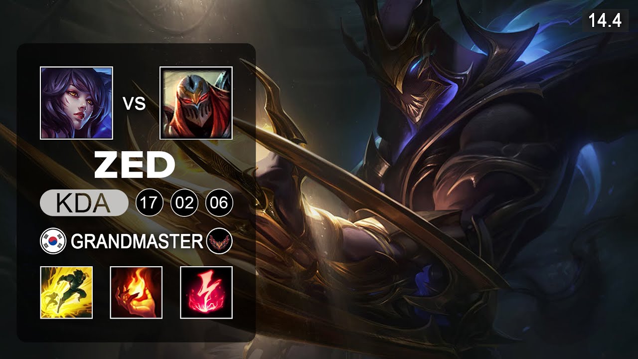 Zed vs Ahri Mid - KR Grandmaster - Patch 14.4 Season 14