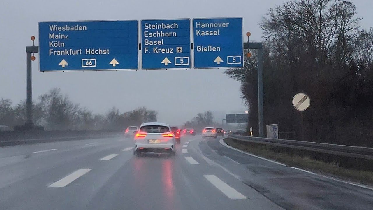 a drive in rain from Frankfurt city to Steinbach over highway/Autobahn A66  PLEASE LIKE&SUBSCRIBE