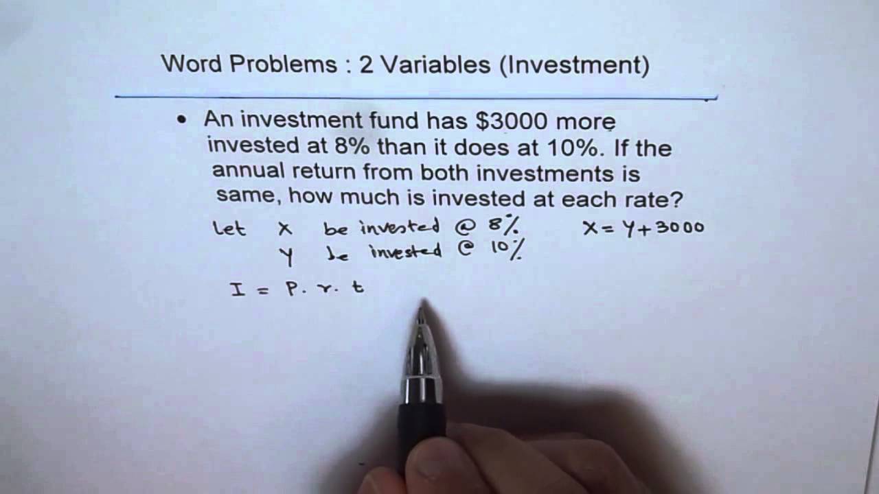 Investment Word Problem With 2 Variables | Financial Literacy