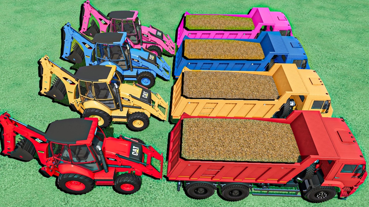Work With COLORs - AMAZING Dump TRUCKS and Cat Backhoe in FS22!