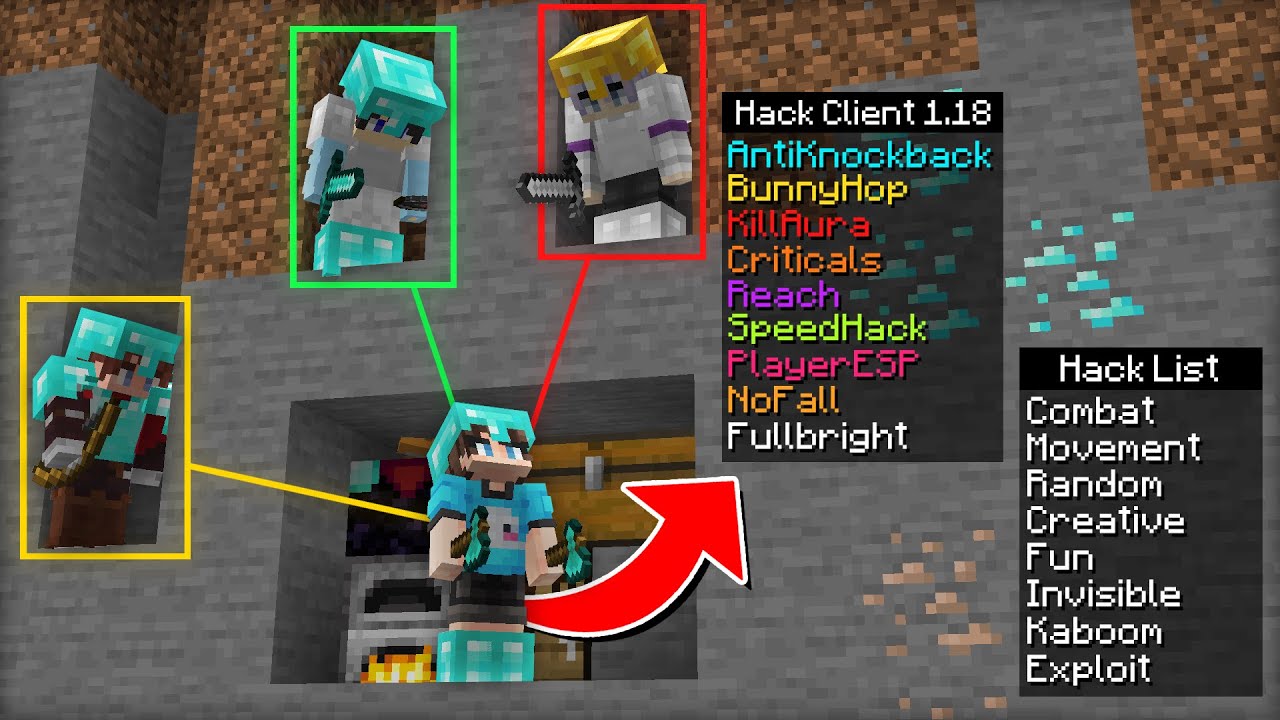Minecraft Manhunt, Tapi Aku Diam Diam Menggunakan Hack Client ..