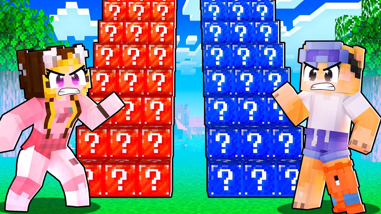 FETE vs BAIETI la Lucky Block Race! (Minecraft)