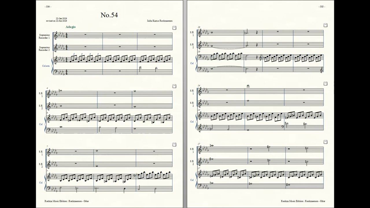 Rockzaemon : Prelude for 2 Sopranino recorders and Celesta, Odor No.54