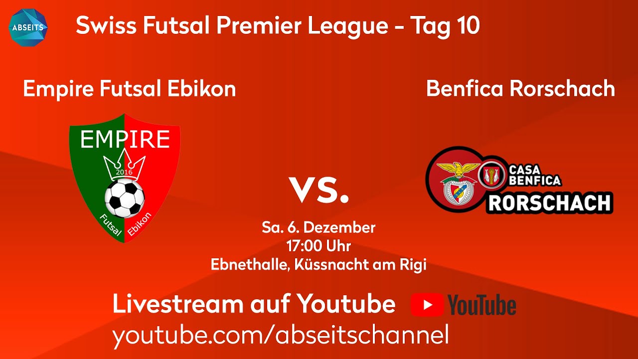 Empire Futsal Ebikon vs. Benfica Rorschach | Swiss Futsal Premier League - Tag 10 | 06.12.2025