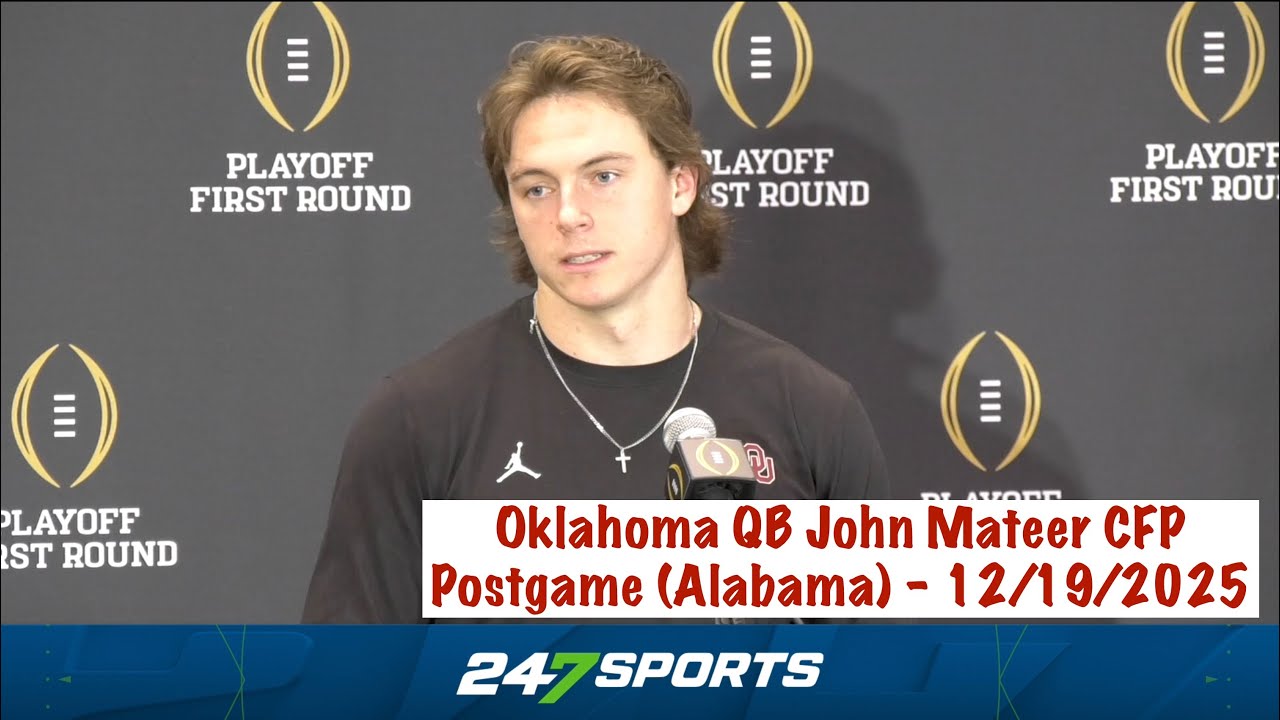 Oklahoma QB John Mateer CFP Postgame (OU 24 Alabama 34) - 12/19/2025