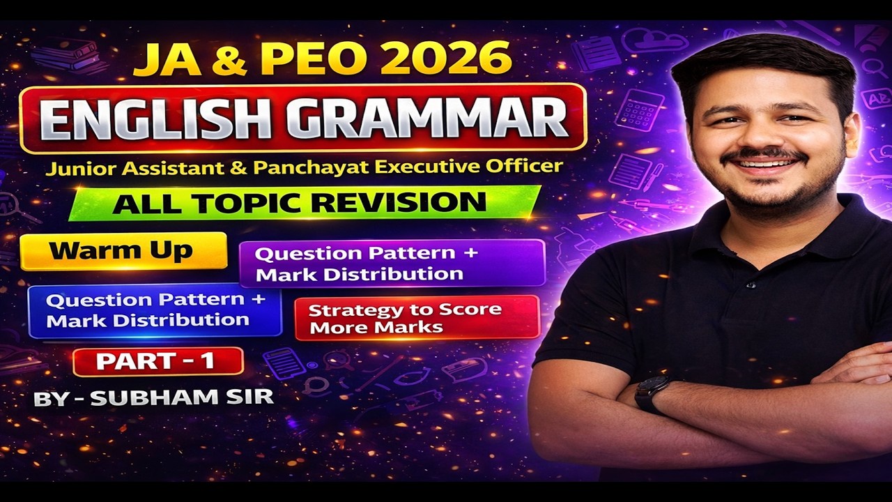 PEO & Junior Assistant 2026 _ English Mock Test - 11 _ By _ Subham Sir_ Most Important Questions