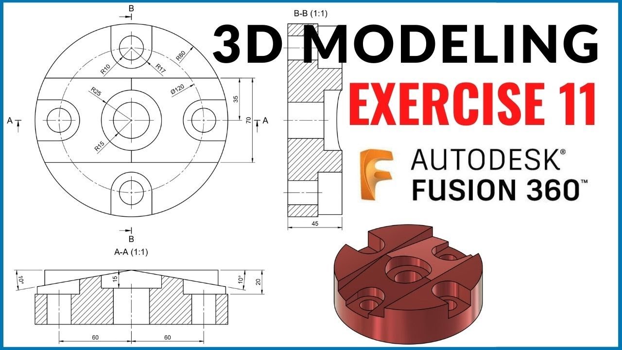 Fusion 360 3D modeling exercise for beginners | Tutorial 11