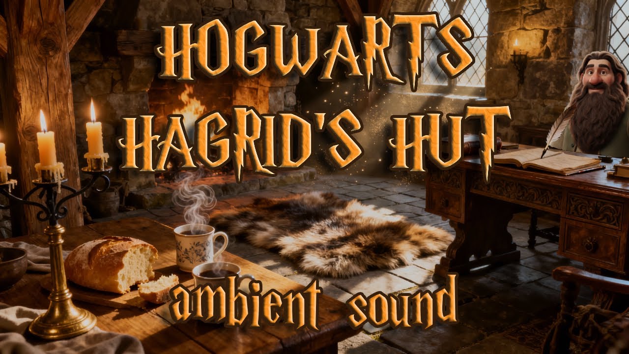🧙‍♂️Harry Potter: Hagrid’s Hut🛖| 3 Hours of Fireplace, Quill Sounds & Cozy Study Hogwarts Ambience🪶🔥