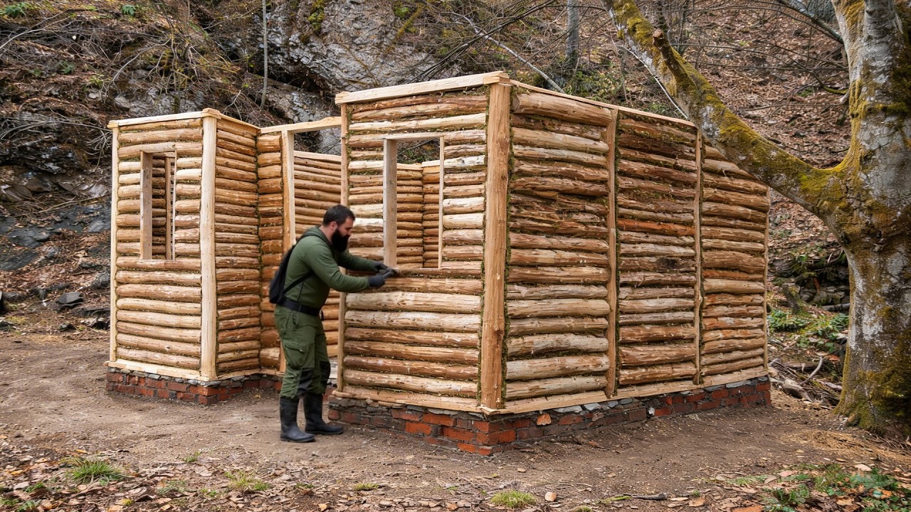 Building a Huge Log Cabin Deep in the Woods | Part 2