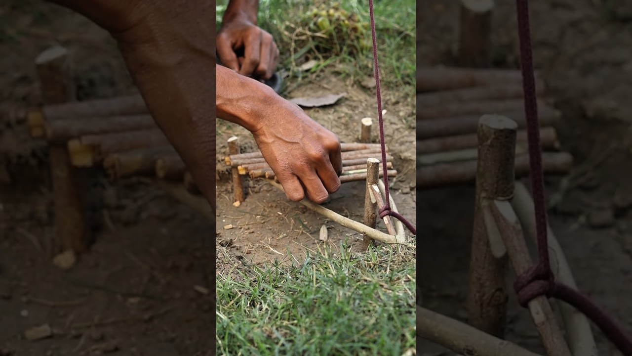Primitive Survival Trap 🔥 Easy DIY Bushcraft #Shorts