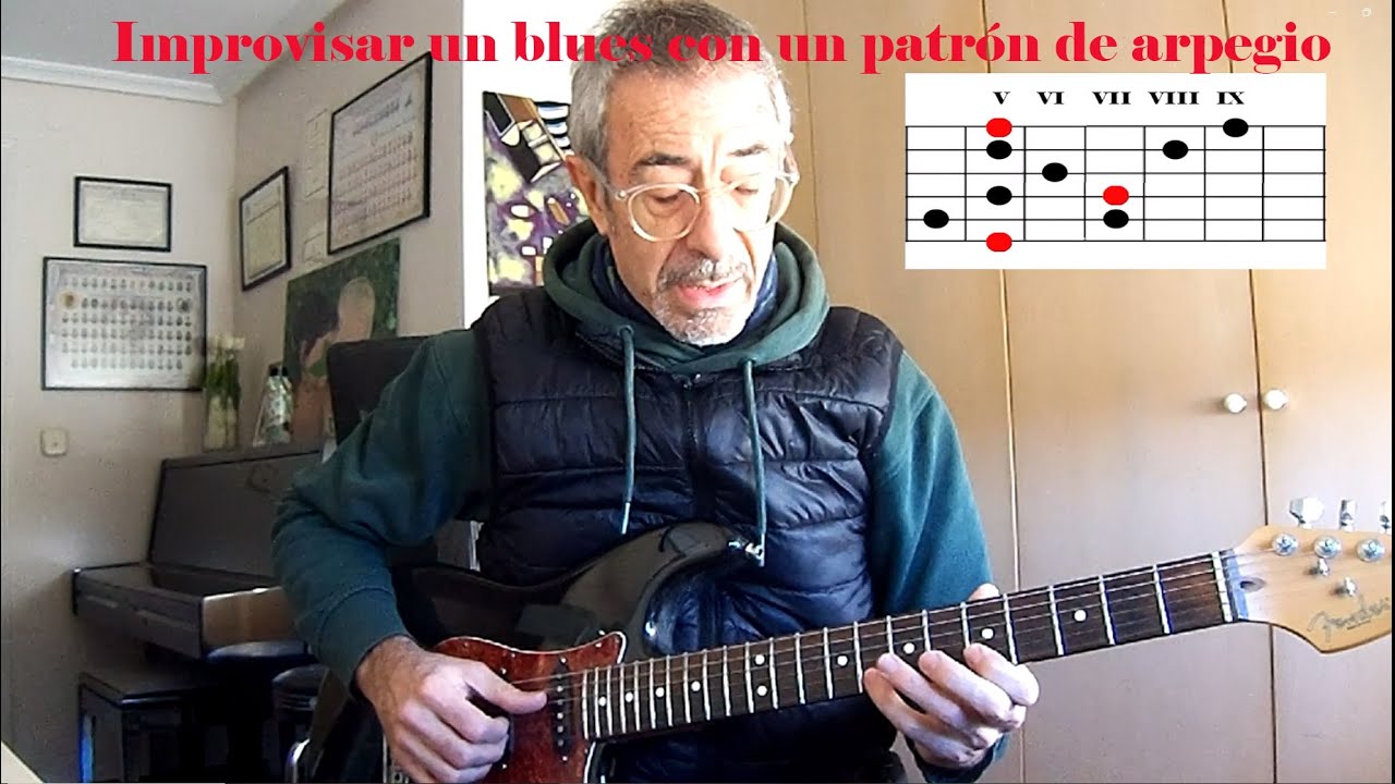 Improvisa un blues con un patrón de arpegio