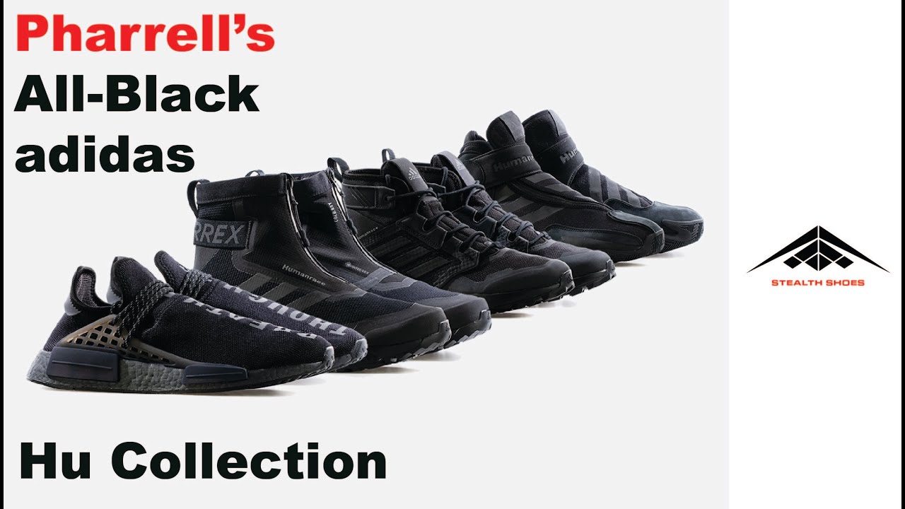 Exclusive look at the Pharrell&rsquo;s All Black adidas Hu shoe Collection - 2021