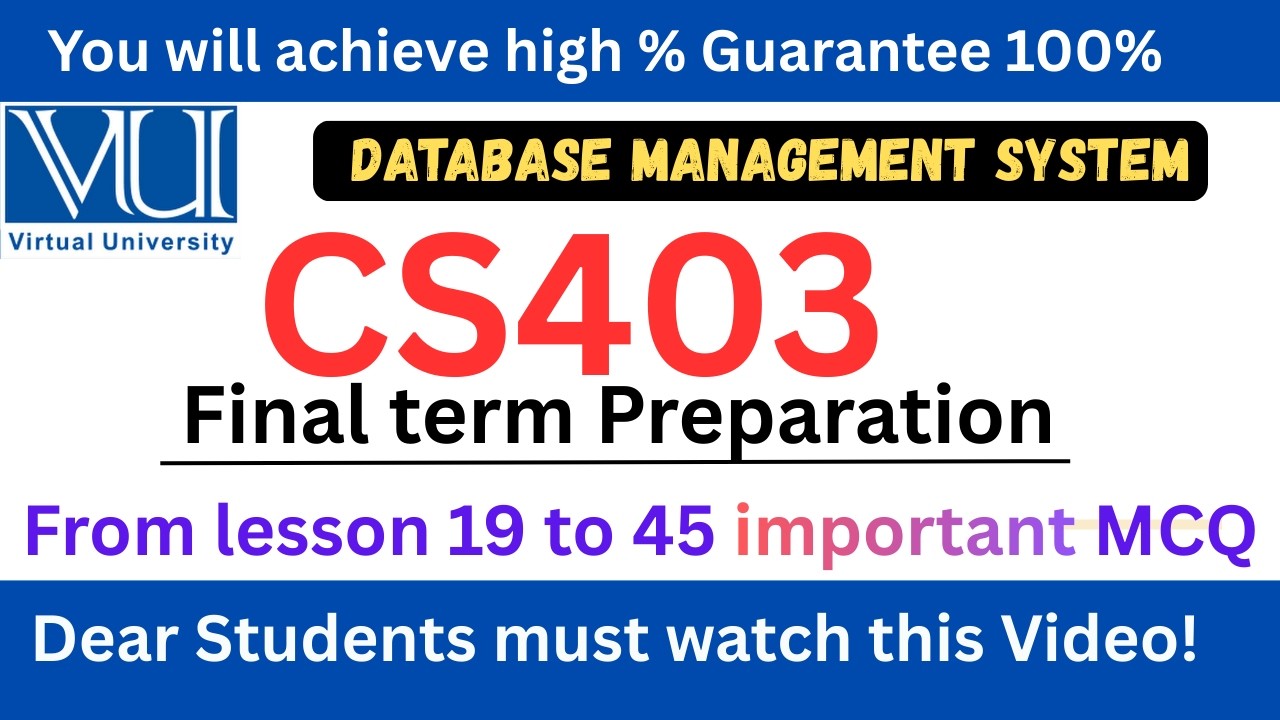 CS403 Final term preparation most REPEATED MCQ ✅ || cs403 final term handouts preparation