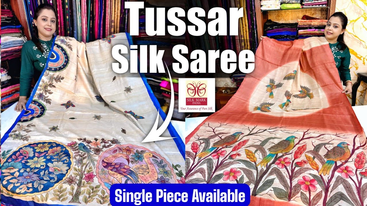 100% Pure Tussar Silk Saree with Silk Mark 🔥🔥 Wholesale & Retail / Limited Stock - Festive Special❤️