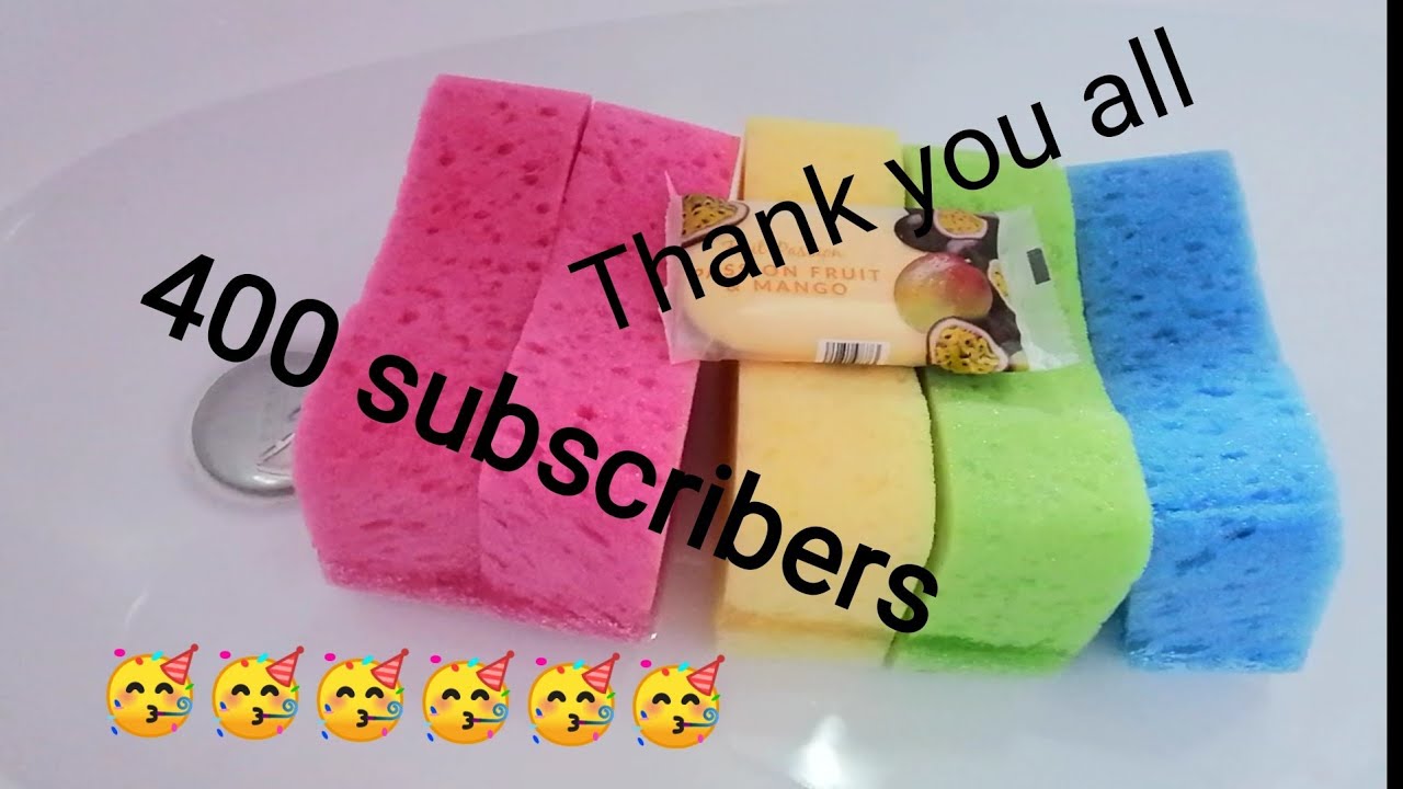 Asmr | Sponge squeezing | bar soap & shampoo |