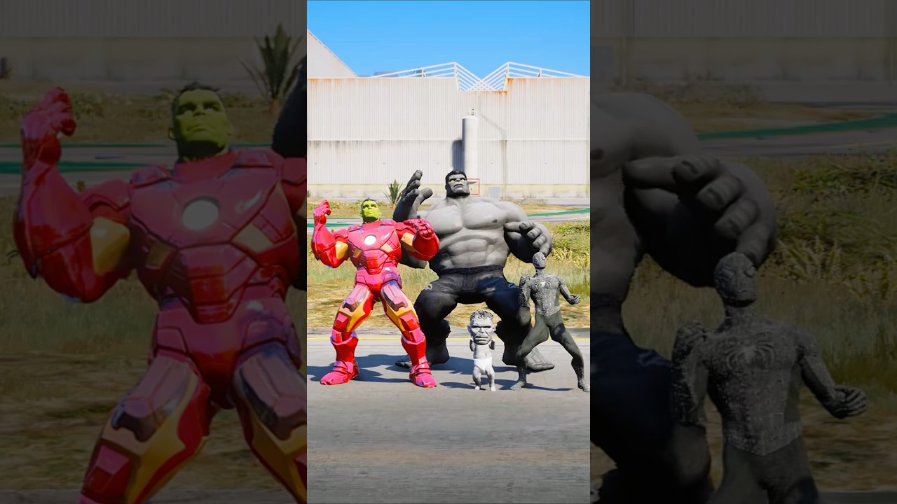 SPIDER-MAN VS MINI BABY GREY ￼ HULK SUPERHEROES BATTLE #gta5 #shorts #spiderman #hulk