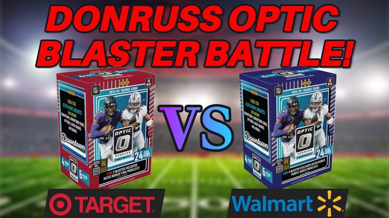 PRODUCT BATTLE🥊 DONRUSS OPTIC FOOTBALL BLASTER BOX BATTLE! TARGET VS WALMART 4 BOX OPENING🔥