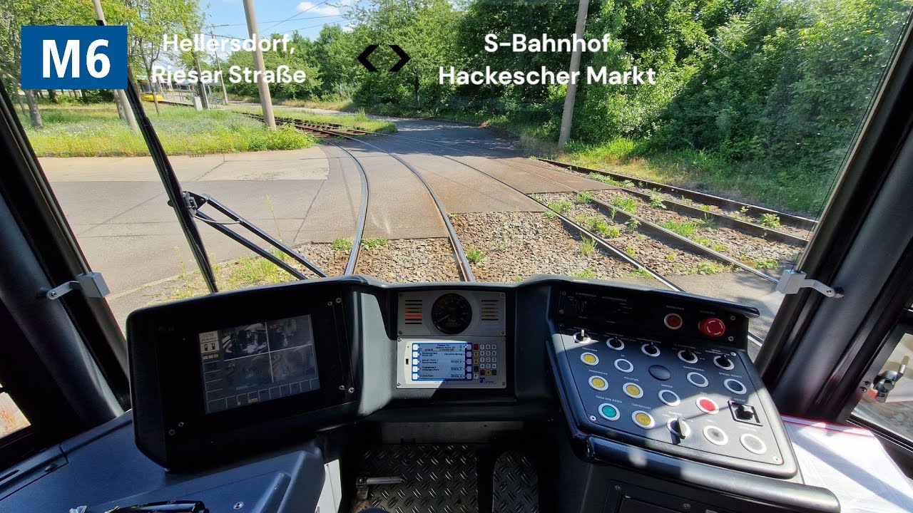 Führerstandmitfahrt in M6 von Hellersdorf , Riesar Straße bis S-Hackescher Markt in GT8-11ZRL